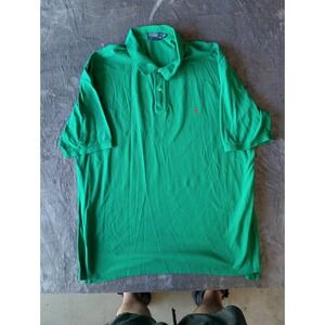 Polo Ralph Lauren Mens Green Cotton Pique Short Sleeve Polo Shirt 4XLT Big Tall